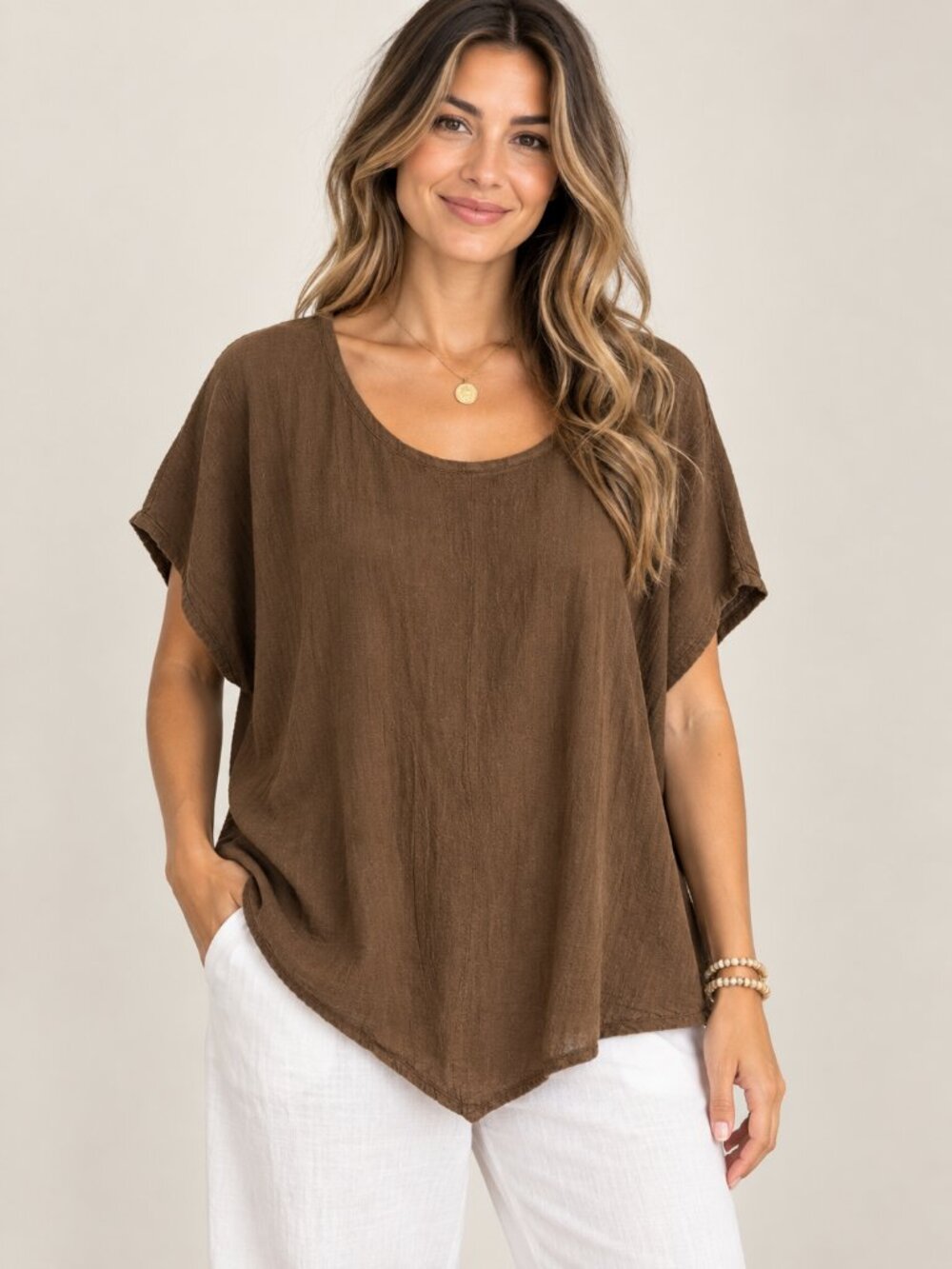 Oh My Gauze Florida Brown Cotton Gauze Blouse 3 Boho Coastal Oversized